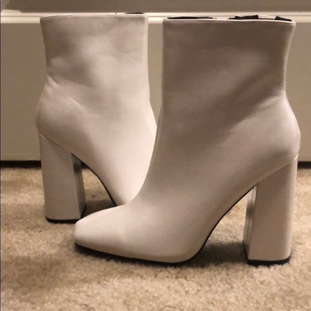 Forever 21 White Leather Booties